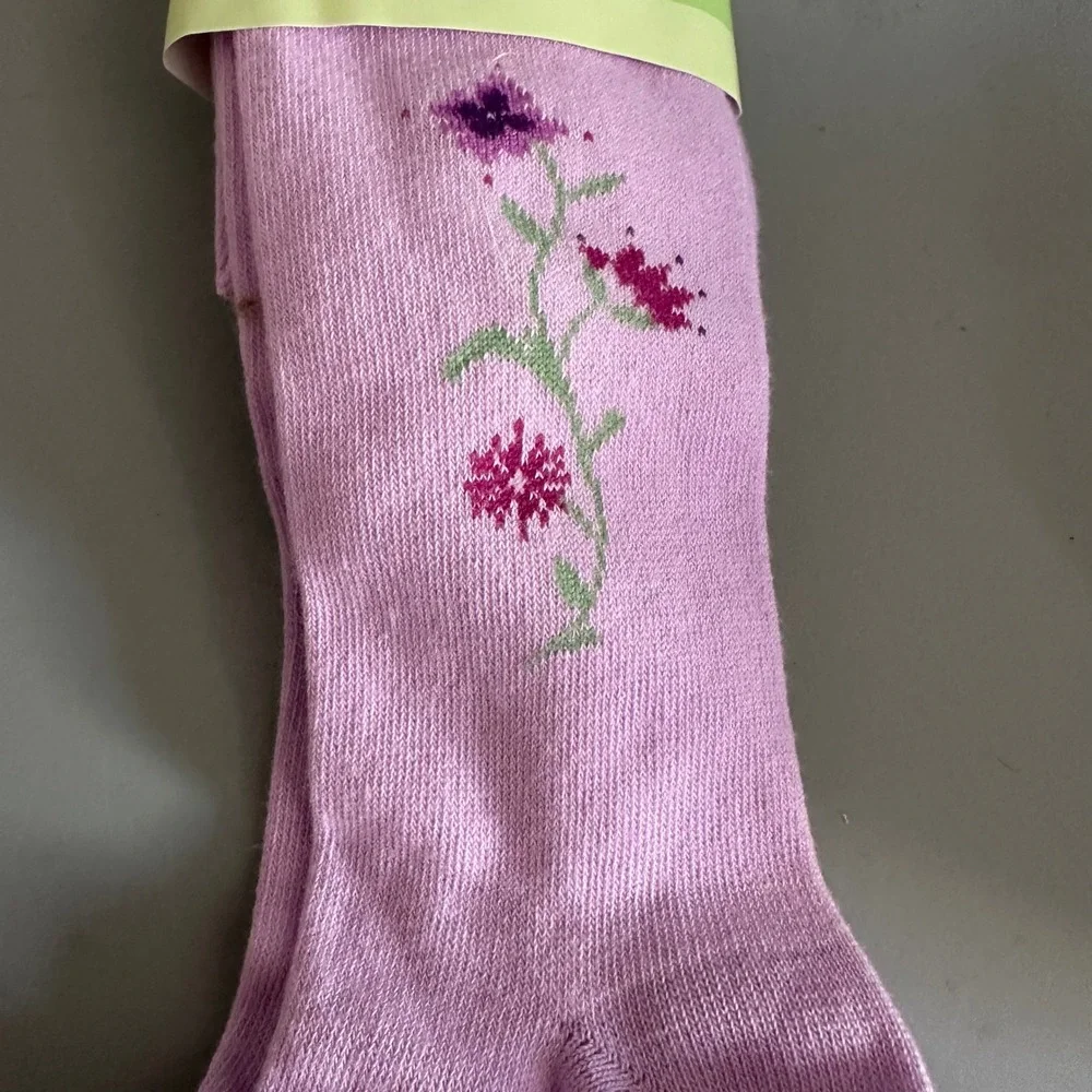American Girl Bitty Baby Lavender Purple Floral Embroidered Tights Size M/L 5-6X